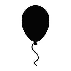 Vector black balloon floating upright with a curly string hanging below it © Rohi
