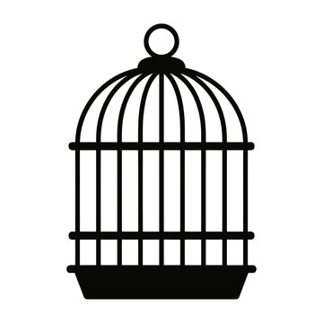 Simple vector of an open birdcage with bars and a rounded top