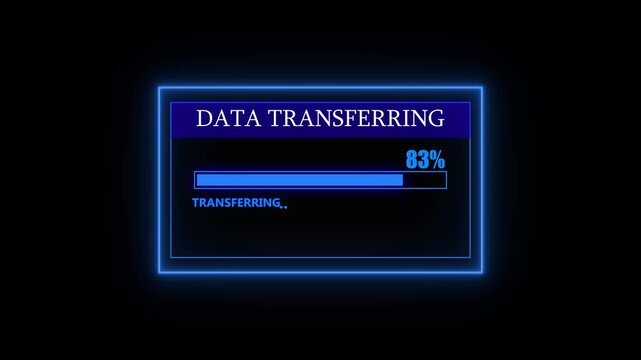 Futuristic digital loading bar and data transfer advances with glowing binary code background. Technology digital data transfer concept.4k animetion video.