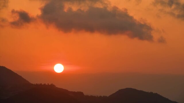 Beautiful sundown over the mountains time leaps. 