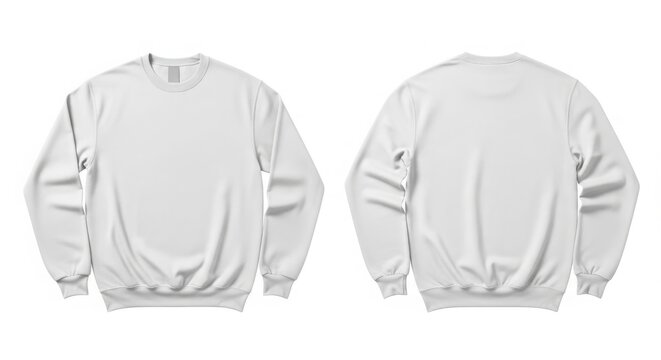 White Crewneck Sweatshirt Mockup Front and Back View Product Shot isolated on White Background