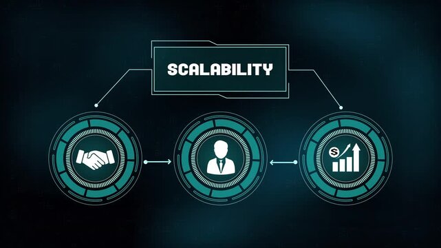 Enterprise business scalability concept, illustrating professional leadership, strategic partnership, and a rising financial bar graph for growth.