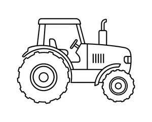 Obraz premium Tractor Line Icon – Agriculture Vehicle, Farm Equipment, Outline Illustration