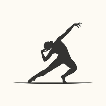 Dynamic female dancer silhouette in expressive performance pose, modern dance illustration