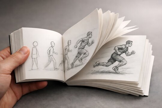 Flipbook Animation of a Running Man Hand-Drawn Sketch