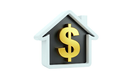 Obraz premium Golden Dollar Sign Inside a House Silhouette