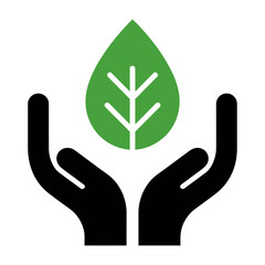 Obraz premium Vector of two black hands gently holding a green leaf symbolizing environmental protection