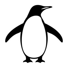 Vector of a penguin standing upright with its wings slightly extended © Rohi