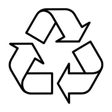 Vector of the recycling symbol consisting of three black arrows forming a triangle