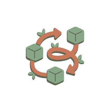 Circular Economy Loop Icon &ndash; Sustainable Resource System & Zero Waste Flat 3D