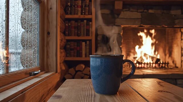 Cozy cabin scene