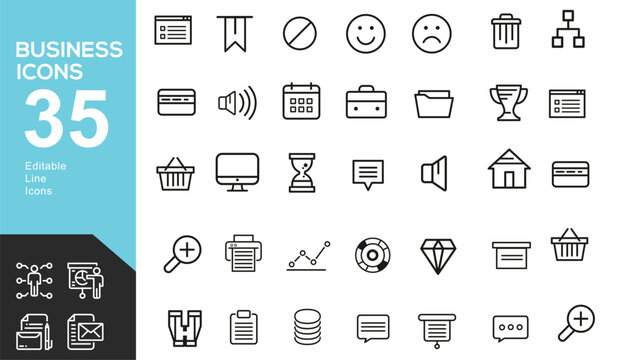 Business icons set for corporate and finance applications