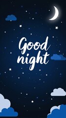 Fototapeta premium Good Night Message With Stars and Moon Design in Dark Blue Background