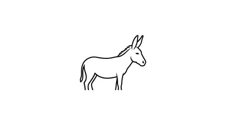 Fototapeta premium Donkey, Burro, Mule, Simple Line Drawing, Black Outline, Animal Icon