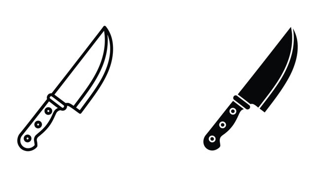 Two contrasting styles of chef's knives displayed side by side in black and white