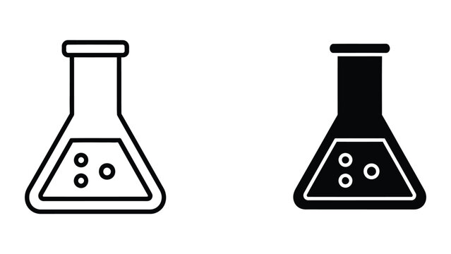Contrasting styles of laboratory erlenmeyer flasks with liquid contents