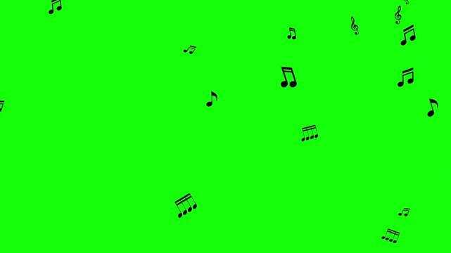 Animated Music Notes panning Green Screen Background Motion