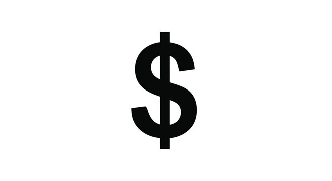 Simple black dollar sign graphic on transparent background silhouette