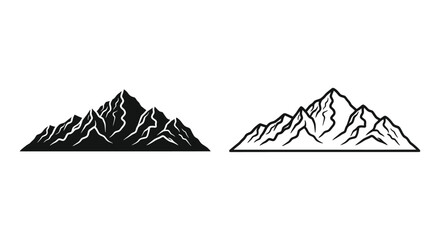 Mountain range depictions in contrasting styles a striking silhouette © adobeamena