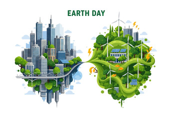 Earth Day Concept with City and Nature. © diyah