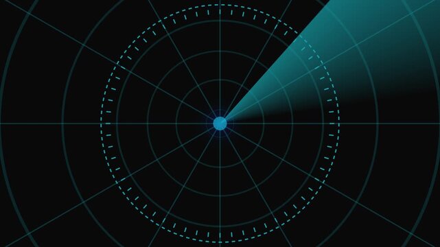 Radar screen loop with scanning beam circular grid.Radar screen loop with scanning beam circular Radar point to detect enemy position
