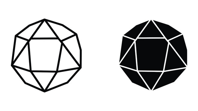 Dual geometric representations of a rhombic dodecahedron and its dual form.