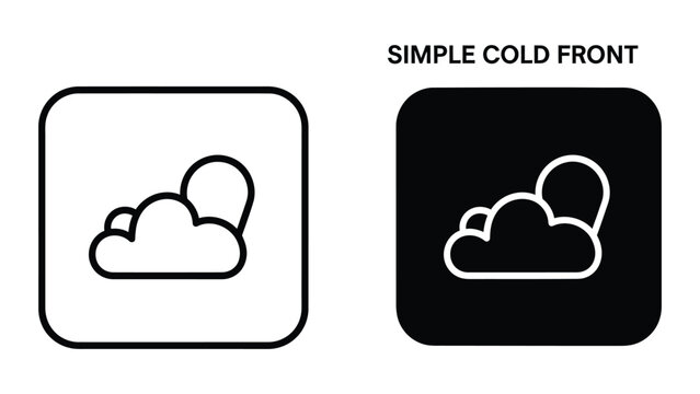 Visual representation of a simple cold front weather symbol in different background styles