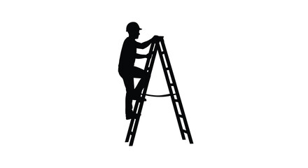 Man ascending a ladder depicted as a striking black silhouette © SAKINA