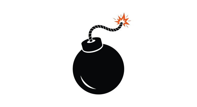 A black bomb with a lit fuse dramatically rendered as a silhouette