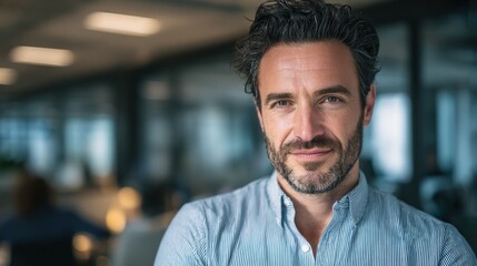 Obraz premium casual business portrait isolated with blured businessbackground and natural sunlight
