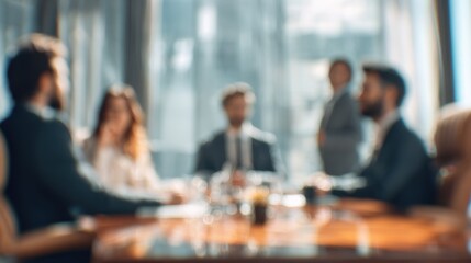 Fototapeta premium corporate team video conference with blured businessbackground and natural sunlight