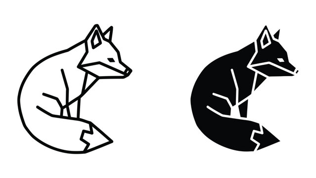 Contrasting silhouettes of a fox in positive and negative space designs