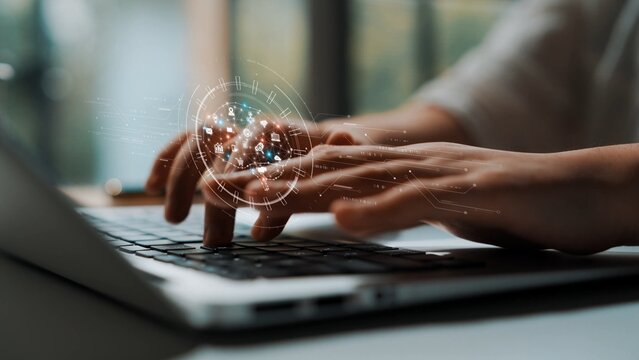 AI artificial intelligence with digital brain and connected data circuit. AI core processes data, AI core drives intelligence, enables connection, and AI core powers smart digital systems. Marrow