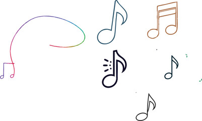 Fototapeta premium Minimal Outline Music Note Icon Thin Line Icon White Background Pack, Clean Audio and Music Line Art Illustration, Modern Melody and Sound Sketch, Simple Minimalist Note Vector for Creative Project