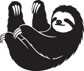 Obraz premium Black and white of a smiling sloth hanging upside down
