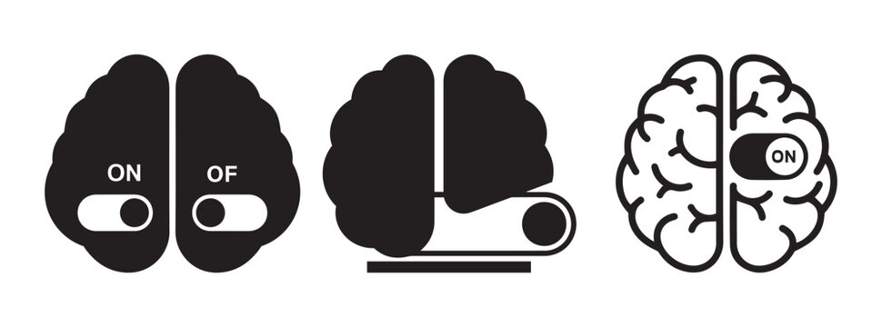 Brain icons with on and off switch