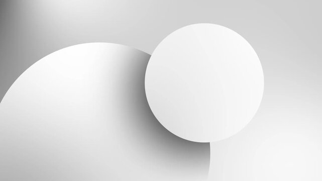 A large white sphere sits on a smaller white half-sphere in a gray gradient background with light shining.