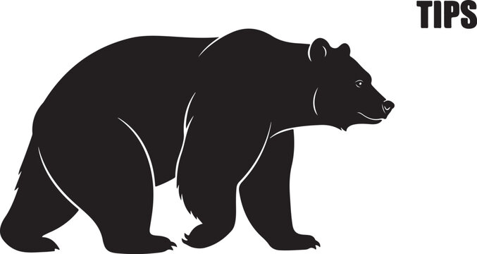 Black bear silhouette walking right with white lines