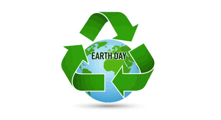 Obraz premium Earth Day recycling globe with green arrows on isolated white background