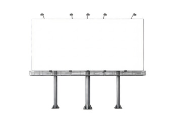 Fototapeta premium Large rectangular billboard structure with three metal support pillars and top mounted lighting