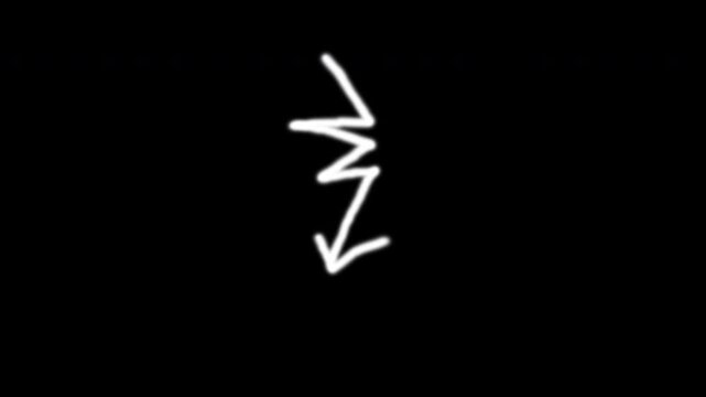 Doodle hand-drawn zigzag arrow downward motion electricity lightning suitable for illustrating energy flow, direction changes, electrical concepts, or rapid movement.