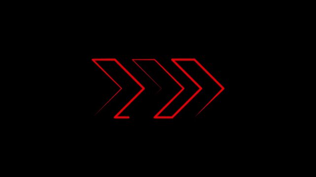 Glowing Red Directional Arrow Animation on Black Background
