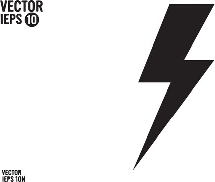Black lightning bolt on white background with text