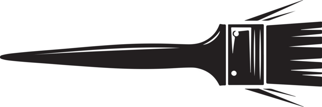 Black paintbrush with metal ferrule painting tool