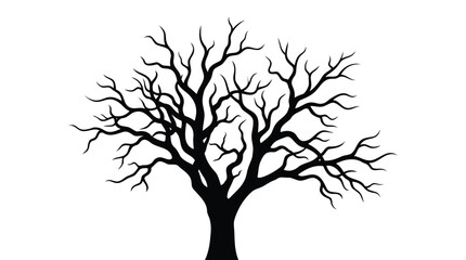 Fototapeta premium Graphic representation of a bare tree with intricate branches, evoking themes of natural resilience and cyclical change in a striking silhouette