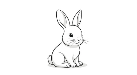 Obraz premium Cute white rabbit sketch in a sitting position with soft gray shading and fine line art details for animal design projects.