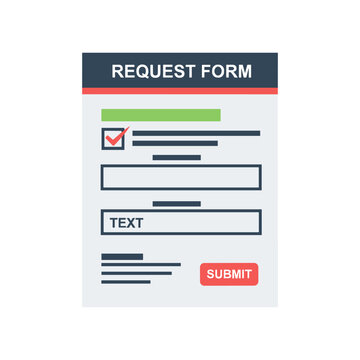 online request form with checkbox and submit button flat design vector illustration