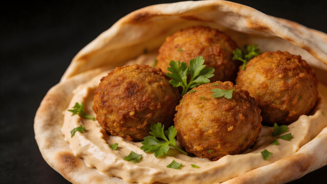 Falafel in pita bread with sauce