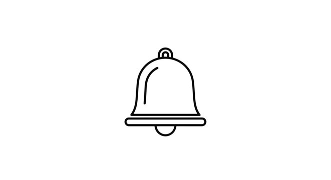 Classic notification bell icon in minimal line art style represents digital alerts reminders and incoming messages for mobile applications.