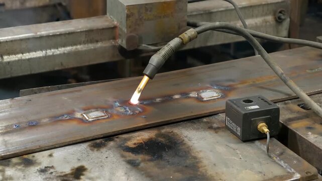 Factory steel plate welding operation welding process automation